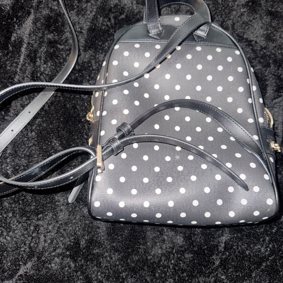 Kate Spade Black and White Polka Dot Backpack with Red Bow - Picture 2 of 6